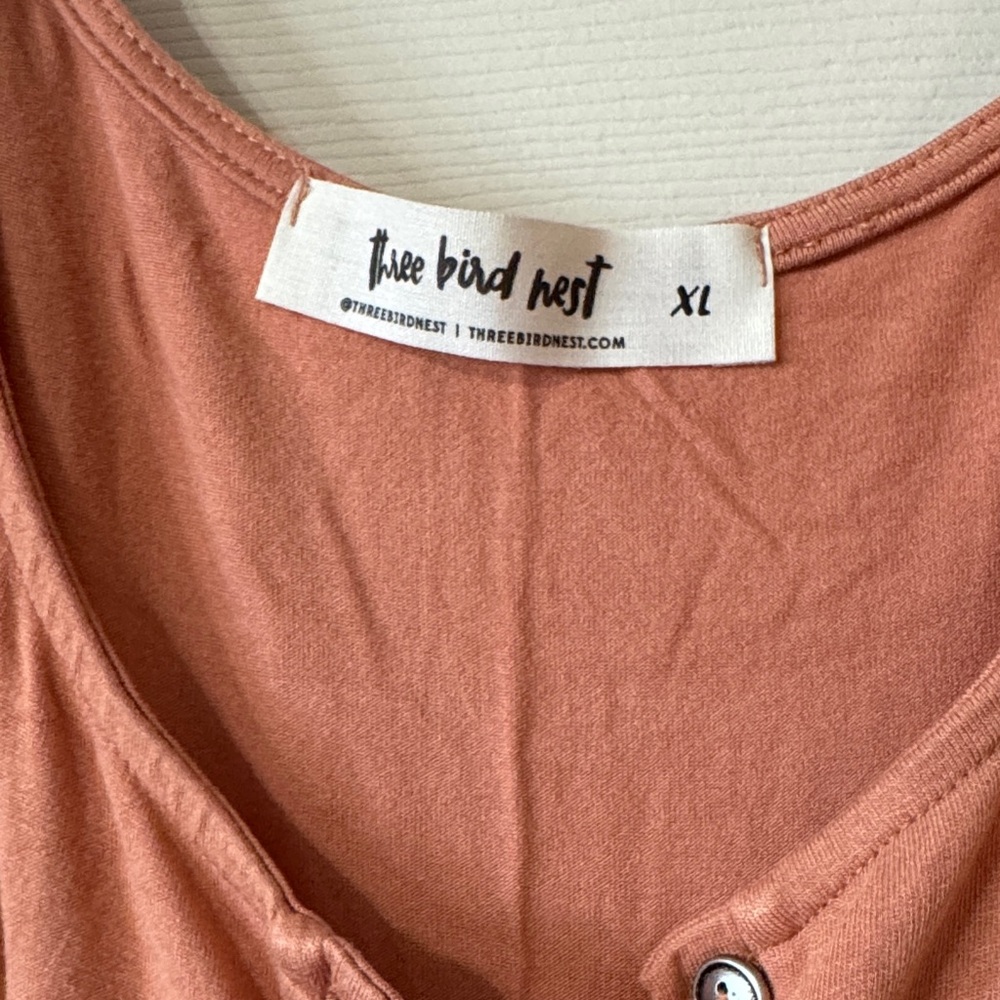 Three Bird Nest Terracotta Button-Down Jumpsuit - Picture 3 of 5